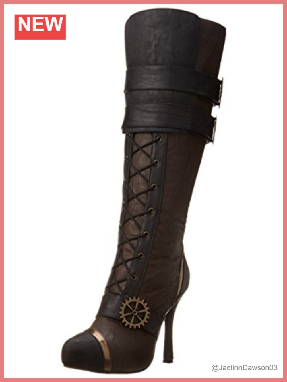 Women's Knee-High Combat Boots with Platform Stiletto Heel Zip Closure